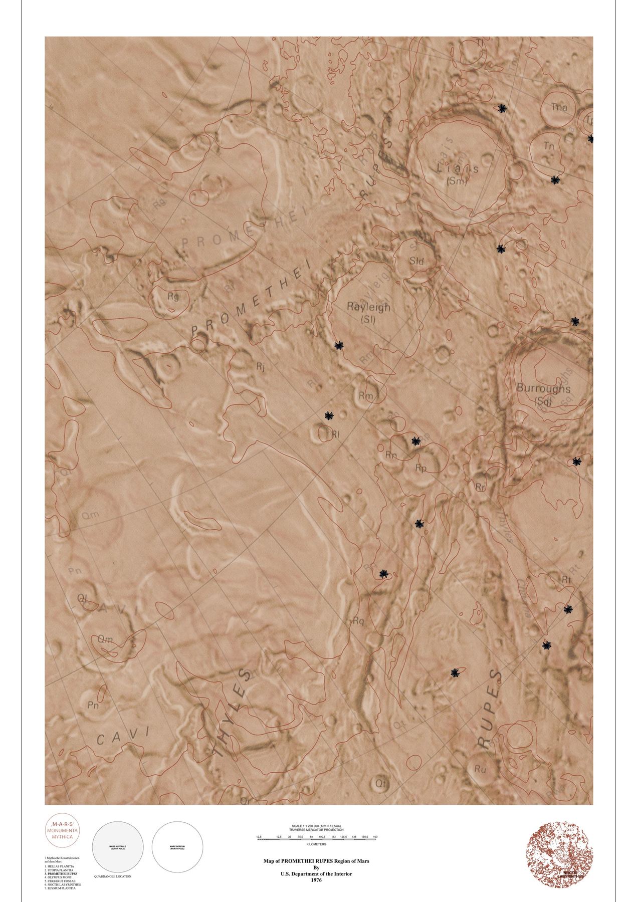 Promethei Rupes, Lageplan 1:1.250.000