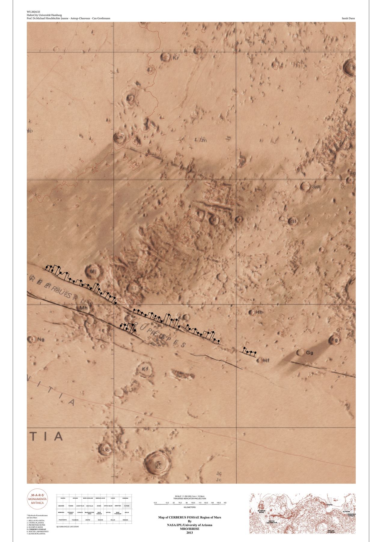 Cerberus Fossae, Lageplan 1:1.250.000