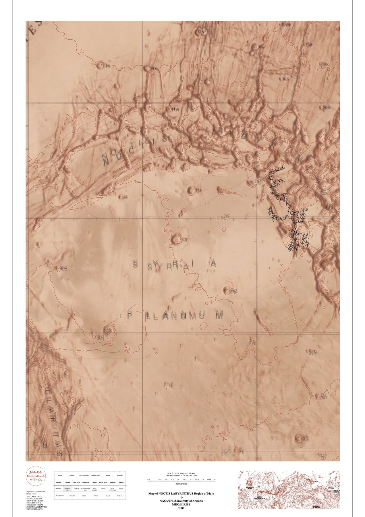 Noctis Labyrinthus, Lageplan 1:1.250.000