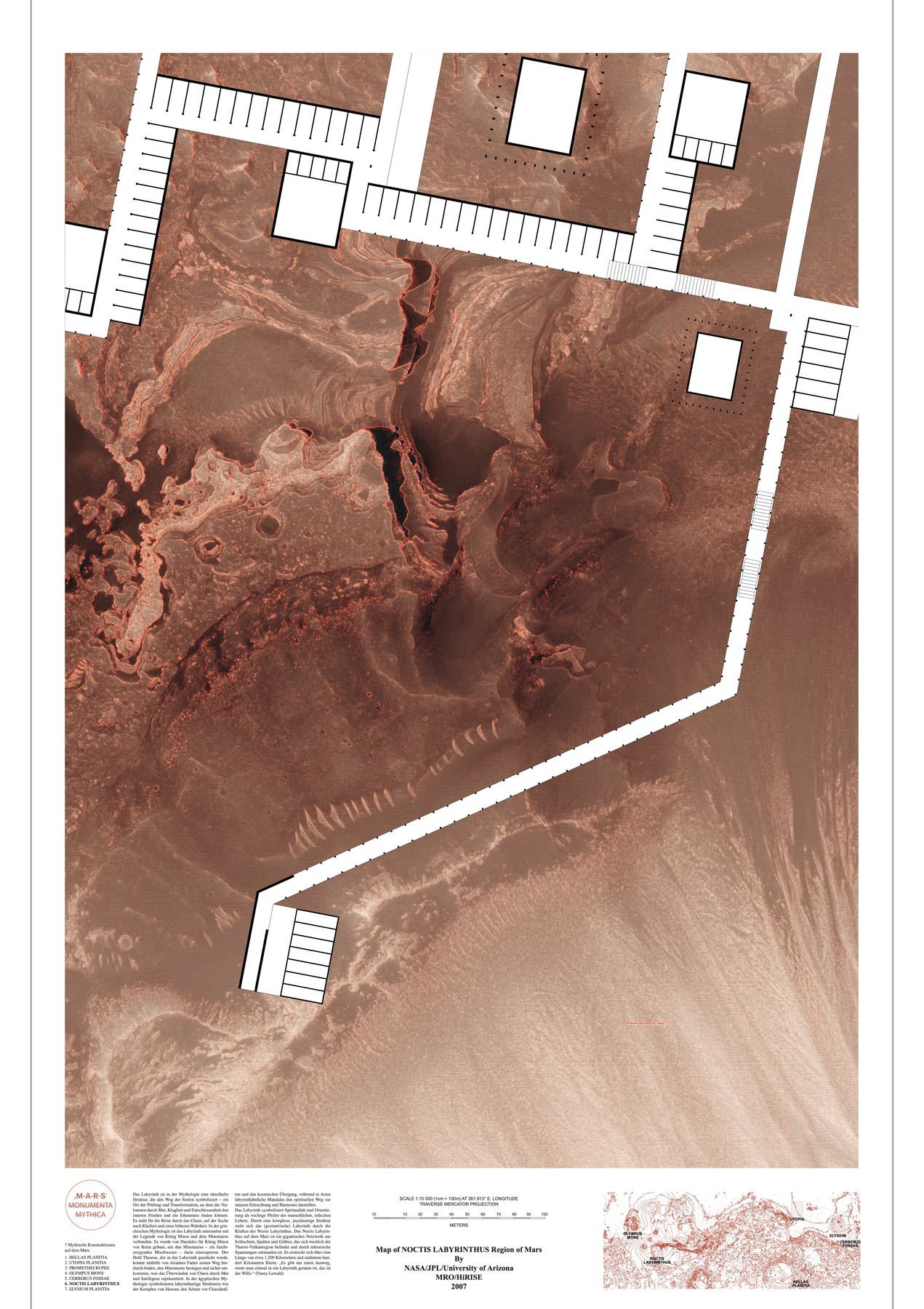 Noctis Labyrinthus, Grundriss 1:10.000
