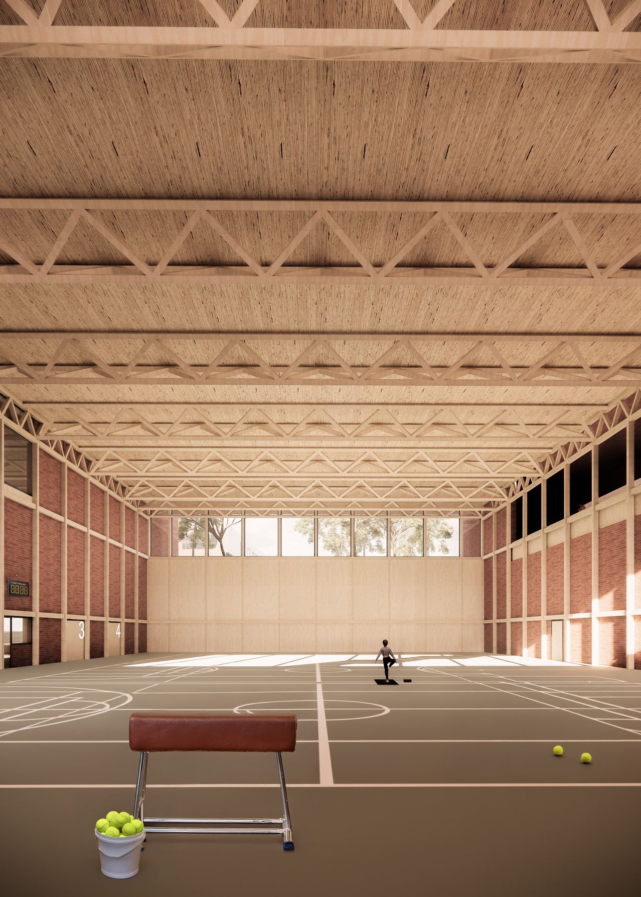 Doppelsporthalle mit Holztragwerk
