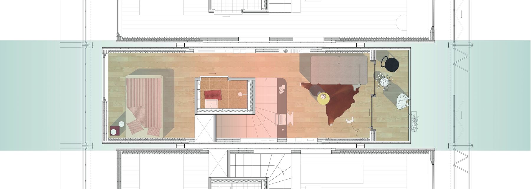 Grundriss zweites Obergeschoss der Ein-Personen-Maisonette