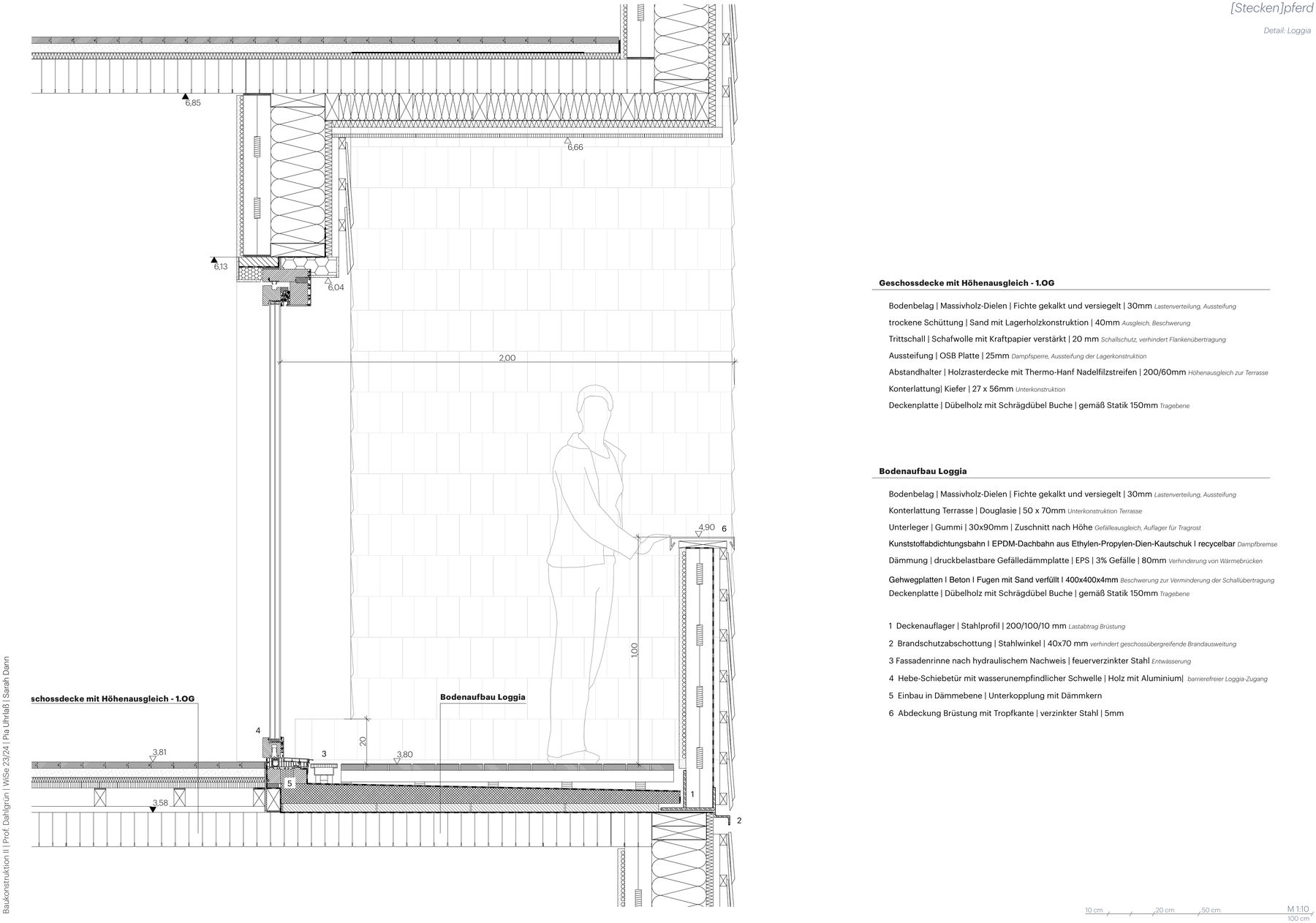 Loggia mit Geschossdecke, 1:10